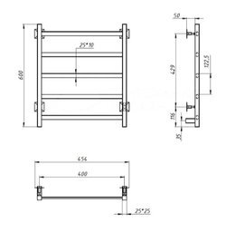 Полотенцесушитель электрический EWRIKA Пенелопа КВ7 60x45 см, подключение справа, слева, скрытое подключение справа, глянцевый хром, лесенка