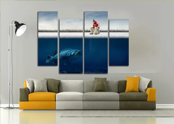 Модульная картина "Зимняя рыбалка"