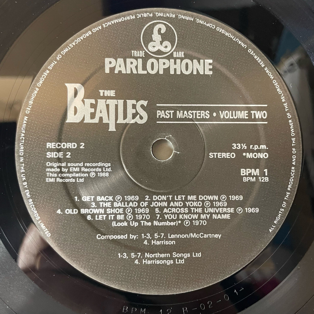 Винтажная виниловая пластинка LP The Beatles, Past Masters Volumes One and Two (Англия 1992)