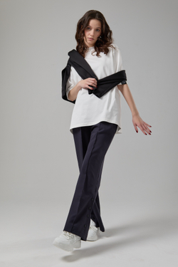 Брюки прямые с кнопками синие