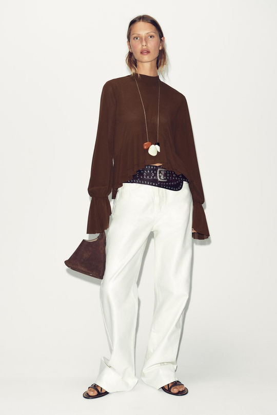 ZARA ЛЕГКИЙ ТОП, КОРИЧНЕВЫЙ
