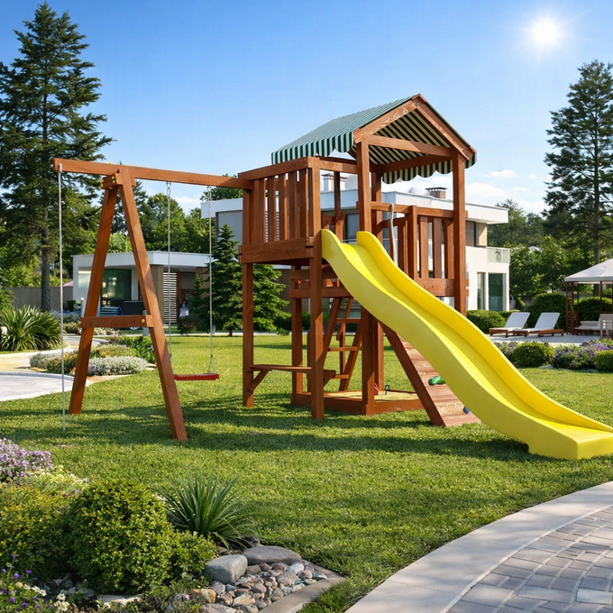 Детский игровой комплекс Савушка "Мастер" - 1 (с окраской) горка 3м