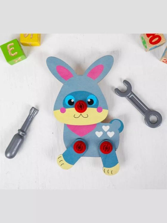 Деревянный конструктор Зайка, собачка, котик