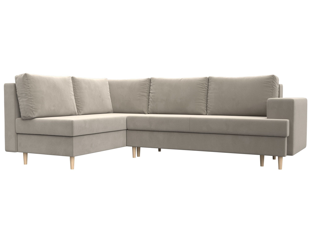 Диван угловой Сильвана левый угол, Бежевый, Микровельвет, 100846L