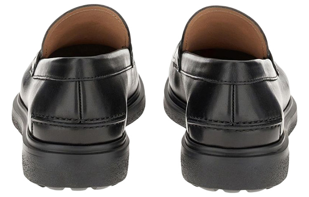 FERRAGAMO Vara Leather Casual Shoes Men"s Black