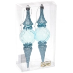 Елочные игрушки «Искры» 5*5*19 см (набор 2 шт), Голубой