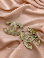 Брошь Шан. золотистая жемчуг в стразах