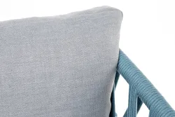 "Диего" кресло плетеное из роупа, каркас алюминий светло-серый (RAL7035) муар, роуп бирюзовый круглый, ткань светло-серая