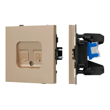 Механизм компьютерной розетки двойной SCT-TENDO-MPC2-PL-GD (RJ-45, CAT6) (Arlight, Песочный) 054103