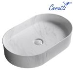 Раковина CR0055B MMW1 накладная, мрамор матовый белый, овальная 500х350х120 Ceruttispa
