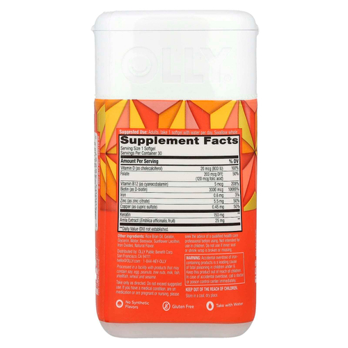 OLLY, Для волос, многофункциональная смесь, 30 мягких таблеток