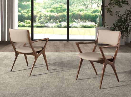 Стул с подлокотниками 4199 из экокожи цвета норки