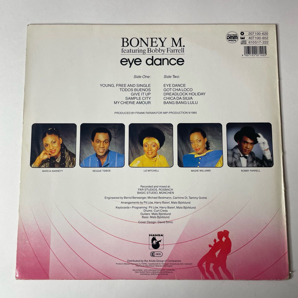 Винтажная виниловая пластинка LP Boney M Бони М Eye Dance (Germany 1985) Todos Buenos