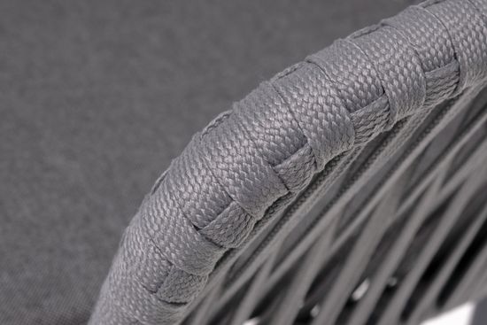 "Бордо" стул плетеный из роупа, каркас алюминий темно-серый (RAL7024) муар, роуп серый 15мм, ткань темно-серая 027