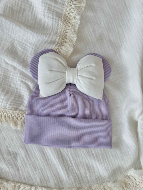 Шапка Минни, Лавандовый с белым бантом