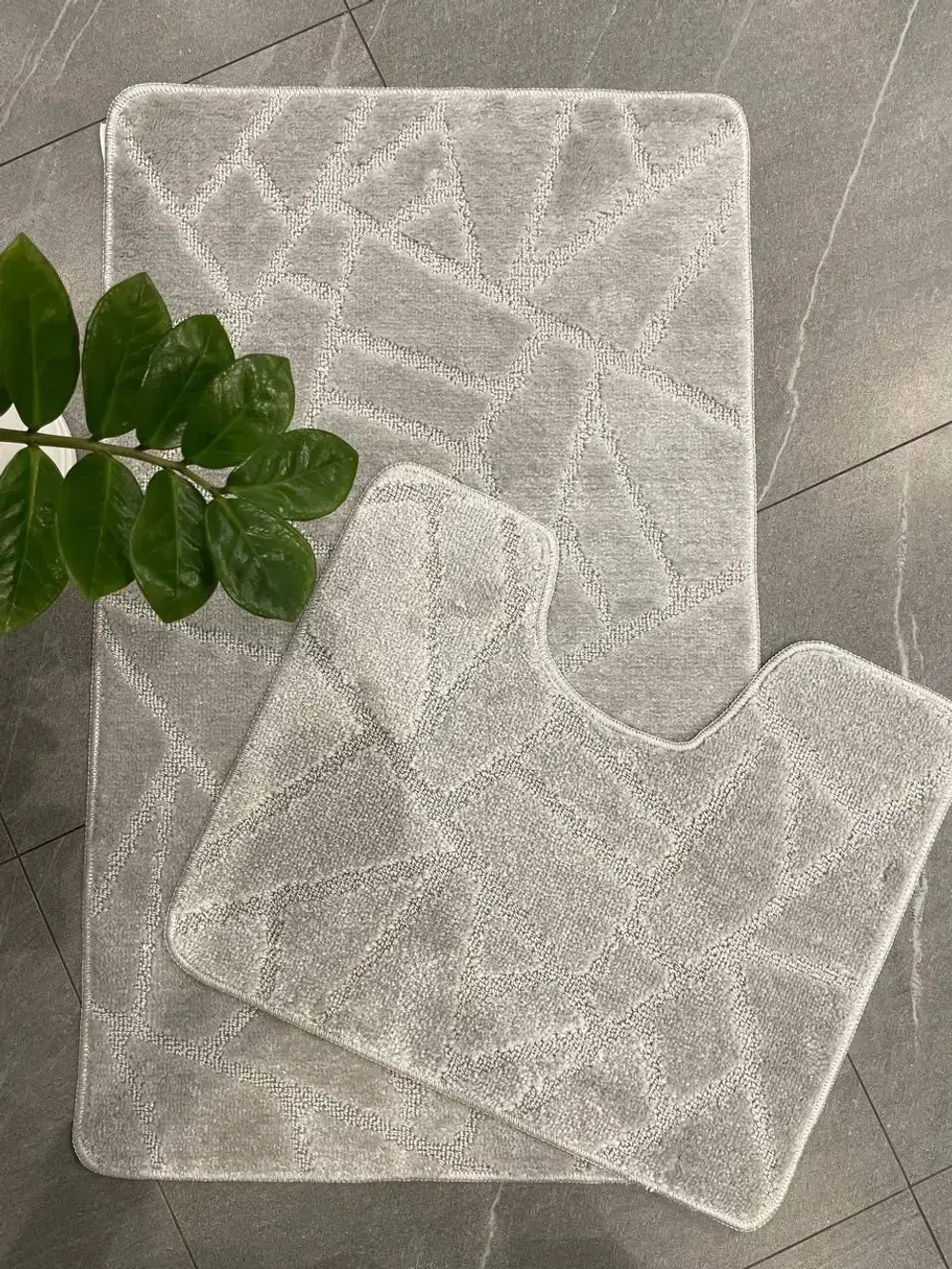 Комплект ковриков для ванной и туалета My Crystal ГЕОМЕТРИЯ Мозайка 50*80 и 40*50 серый