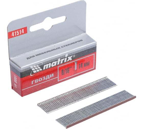 ГВОЗДИ 14ММ Д/МЕБ.СТЕПЛЕРА СО ШЛЯП.Т300 1000ШТ MATRIX 41514