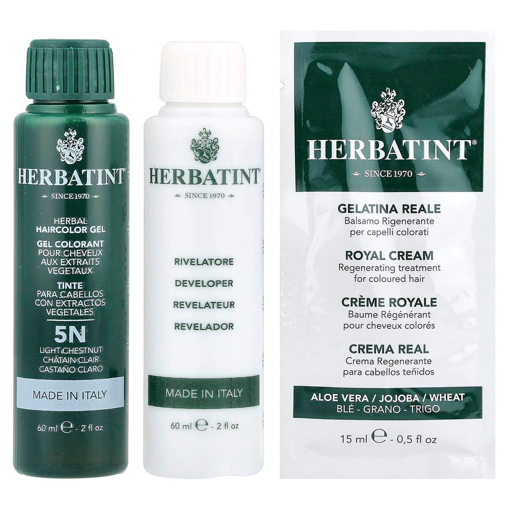 Herbatint, Перманентная краска-гель для волос, 5N, светлый каштан, 4,56 жидкой унции (135 мл)