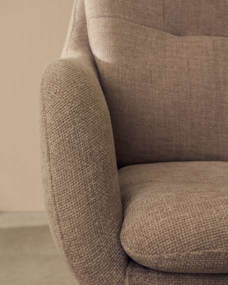 Dorina Вращающееся кресло из бежевого шенилла и стальными бежевыми ножками