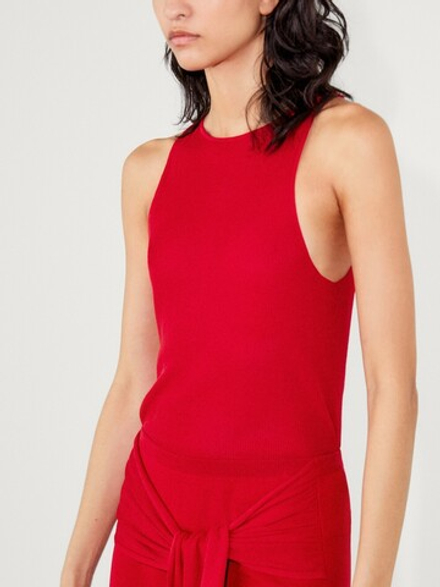 Massimo Dutti Трикотажный топ без рукавов, красный