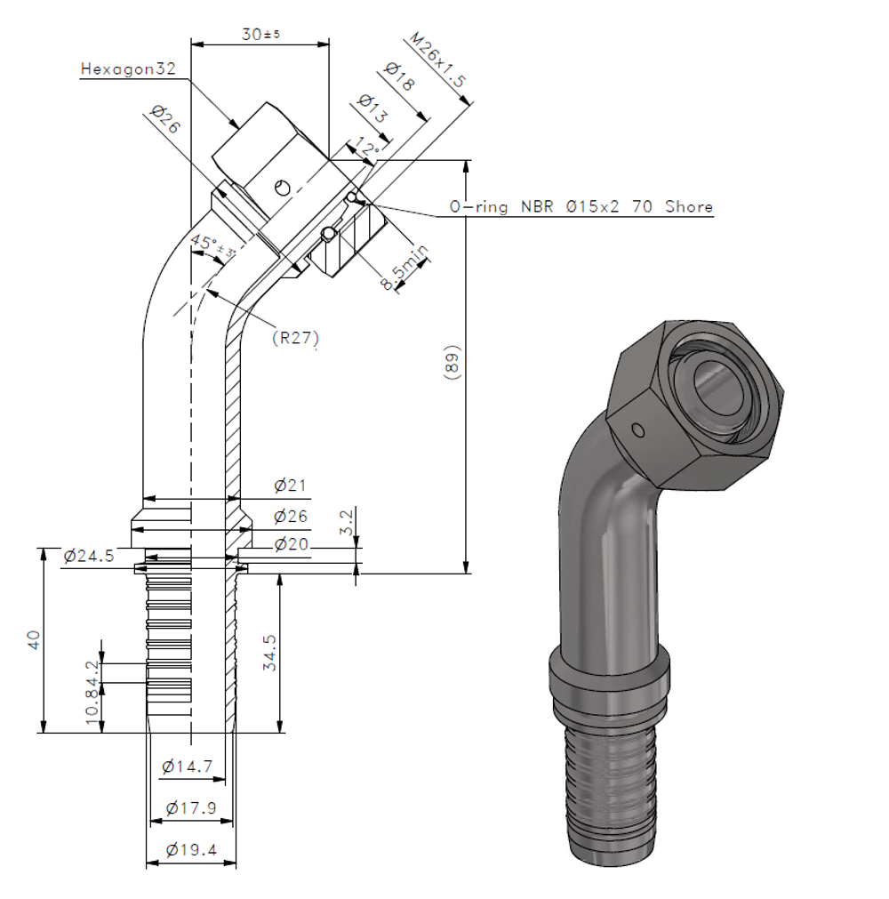 Фитинг DN 06 DKO-S (Г) 14x1.5 6 (45)