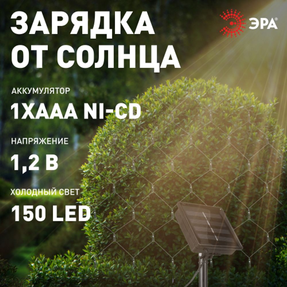 Садовая гирлянда ЭРА ERANN24-12 дюралайт на солнечной батарее мультиколор 5 м