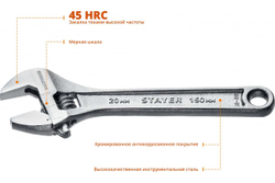 Разводной ключ Stayer MAX-Force, 150 / 20 мм, 2725-15_z01