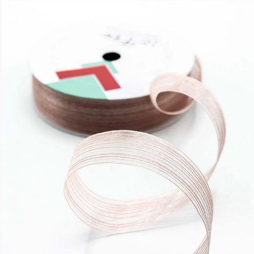 Лента органза в полоску Светло-коричневая