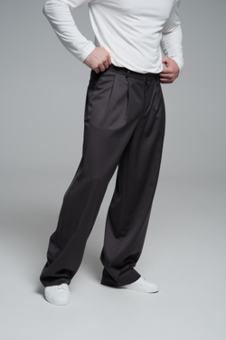 Брюки широкие из шерсти | grey-violet