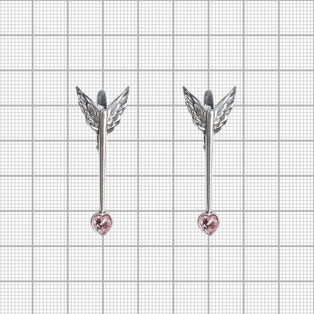 "Яратау" серьги в серебряном покрытии из коллекции "Скажи о Любви" от Jenavi с английским замком