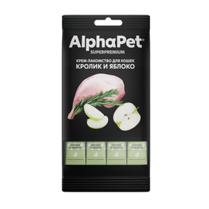 Крем-лакомство для кошек AlphaPet Superpremium с кроликом и яблоком