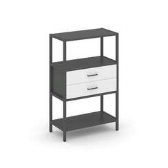 Shelf System Односекционный стеллаж трехярусный с ящиками SN.STM-312 Антрацит/Белый/Металл Антрацит