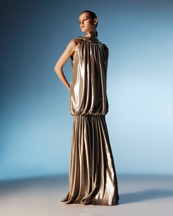 Платье макси из шифона с открытой спиной