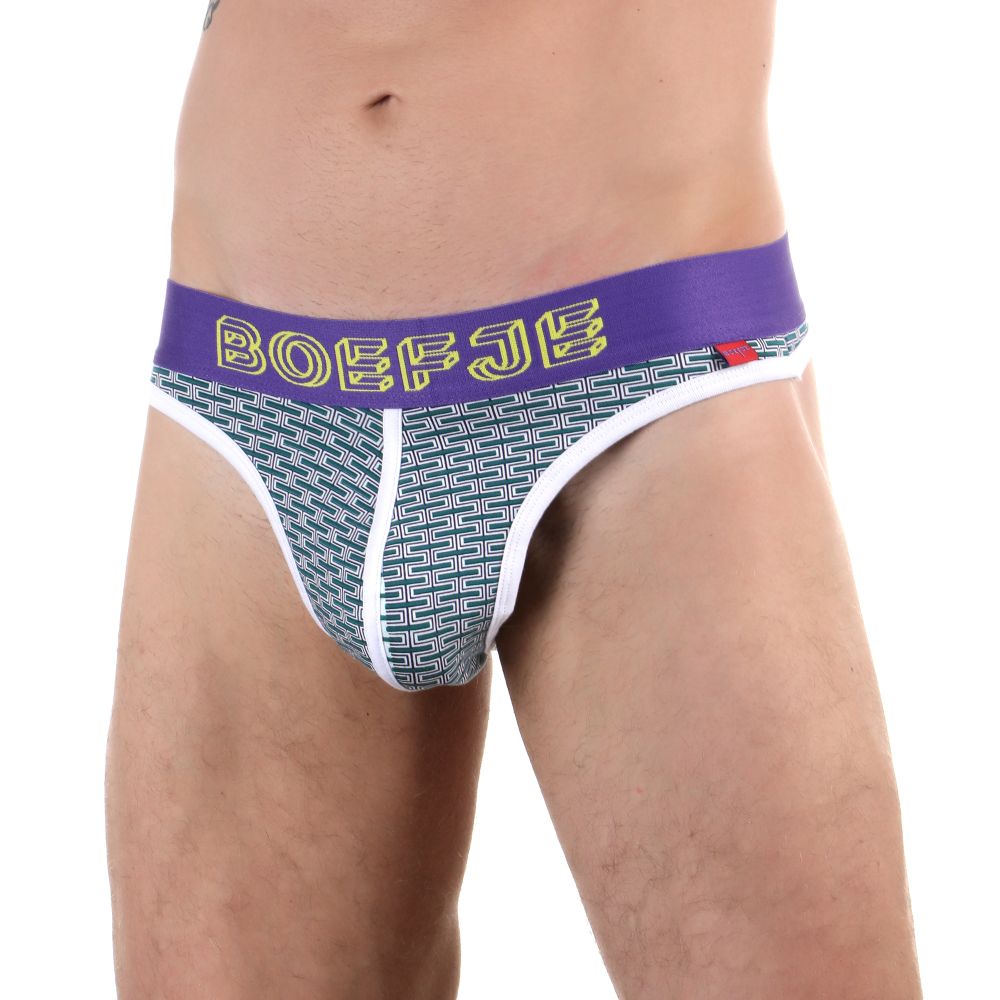 Мужские трусы тонги (разноцветные, светло-серые, желтые) набор 3 в1 Boefje BF52174