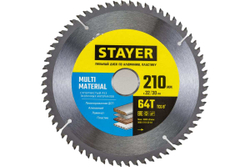 Пильный диск по алюминию STAYER Multi Material 210x32/30 мм, 64Т, супер чистый рез 3685-210-32-64