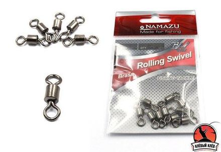 Вертлюг Namazu ROLLING RIBBED SWIVEL, латунь, цв. BN, р. 3, test-35 кг (уп.10 шт)