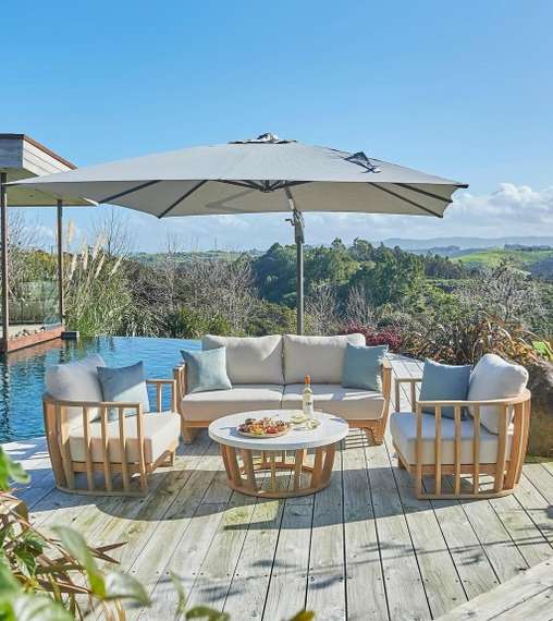 Комплект уличной мебели Woodland из массива эвкалипта, диван, 2 кресла, столик