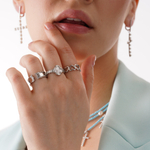 Латунное кольцо "Две дорожки фианитов" silver