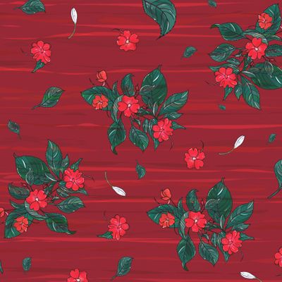 красные цветы, бальзамин