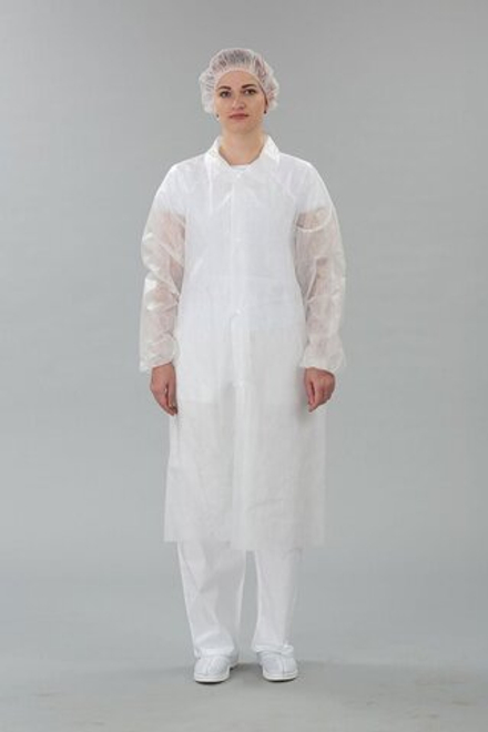 Халат одноразовый  из нетканого материала на кнопках ПрофиПлюс пл. 30г/м2