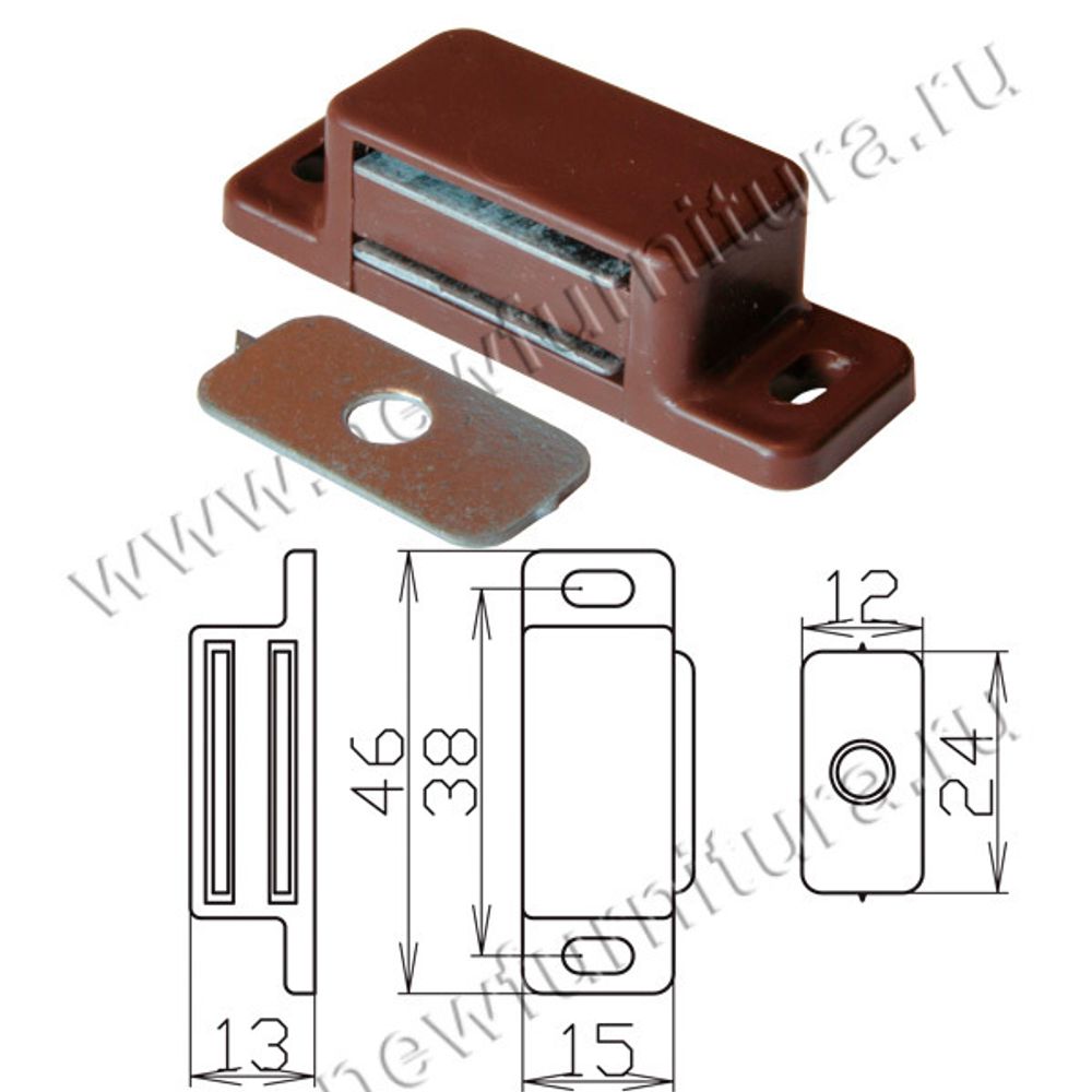 Магнит мебельный маленький коричневый   (107)