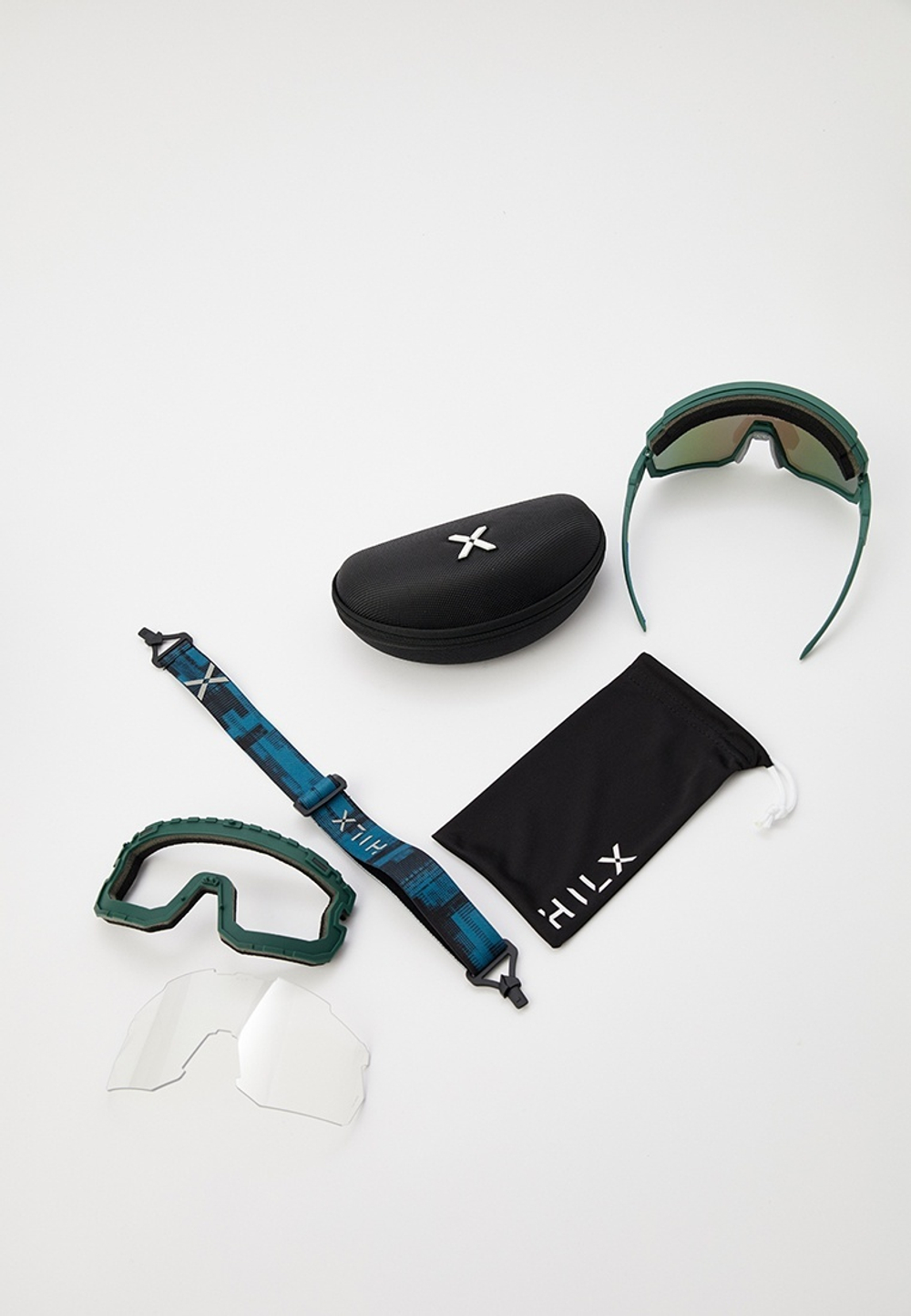 Спортивные очки с диоптриями HILX Samurai / Matt Solid Seaweed Green / Green Polarized Lens + Clear Lens