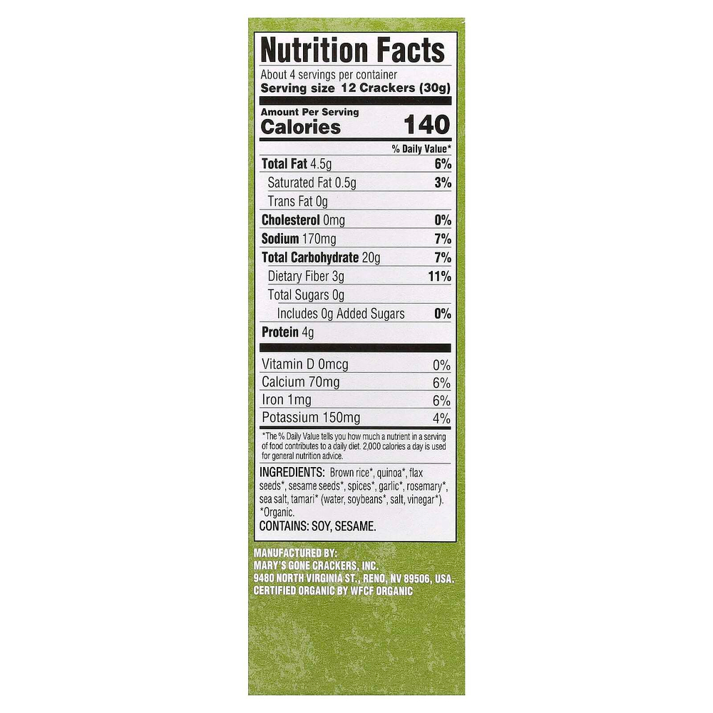 Mary's Gone Crackers, Organic Herb Original, крекеры, 113 г (4 унции)