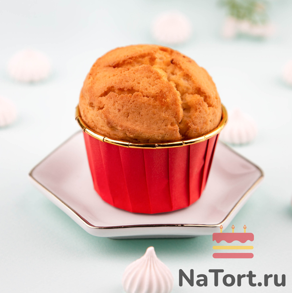 Формы бумажные с ламинацией «Маффин» 50х40 мм (Золото + красный) 50 шт
