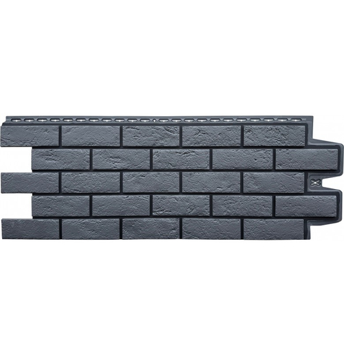 Фасадные панели (Цокольный Сайдинг) Grand Line Кирпич Состаренный DESIGN Графит, ШОВ RAL 9005