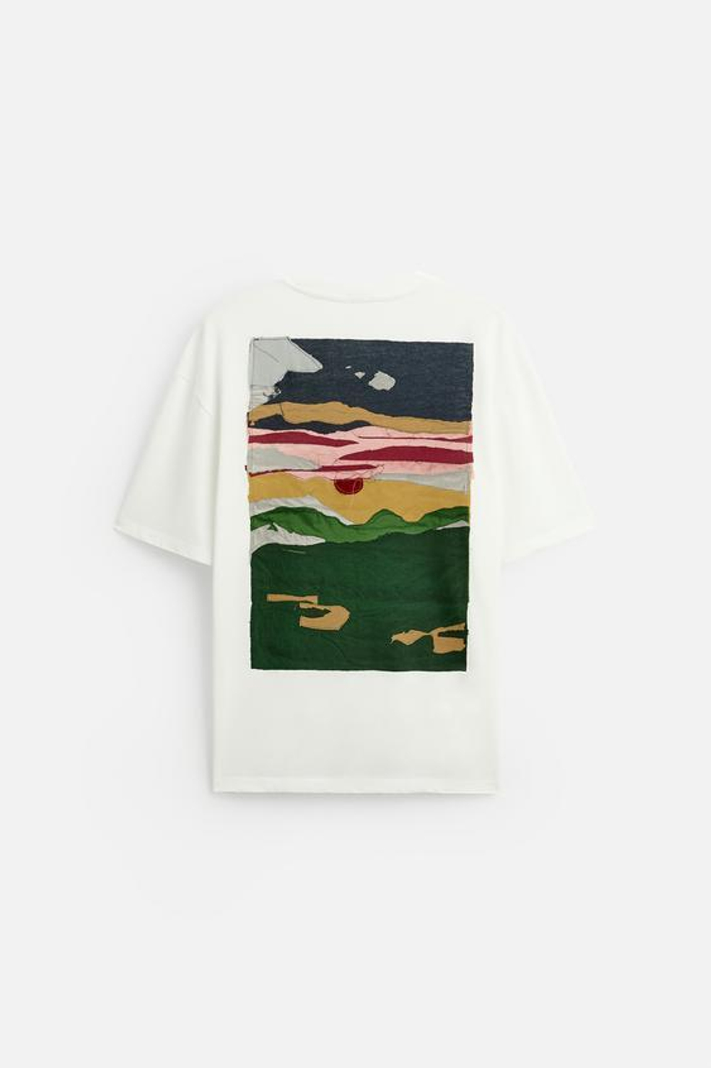 ZARA ФУТБОЛКА С ВЫШИТЫМ ФОТОПРИНТОМ, БЕЛЫЙ