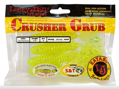 Силиконовая приманка LJ Pro Series CRUSHER GRUB 3.9in 10см #071 Lime Chartreu