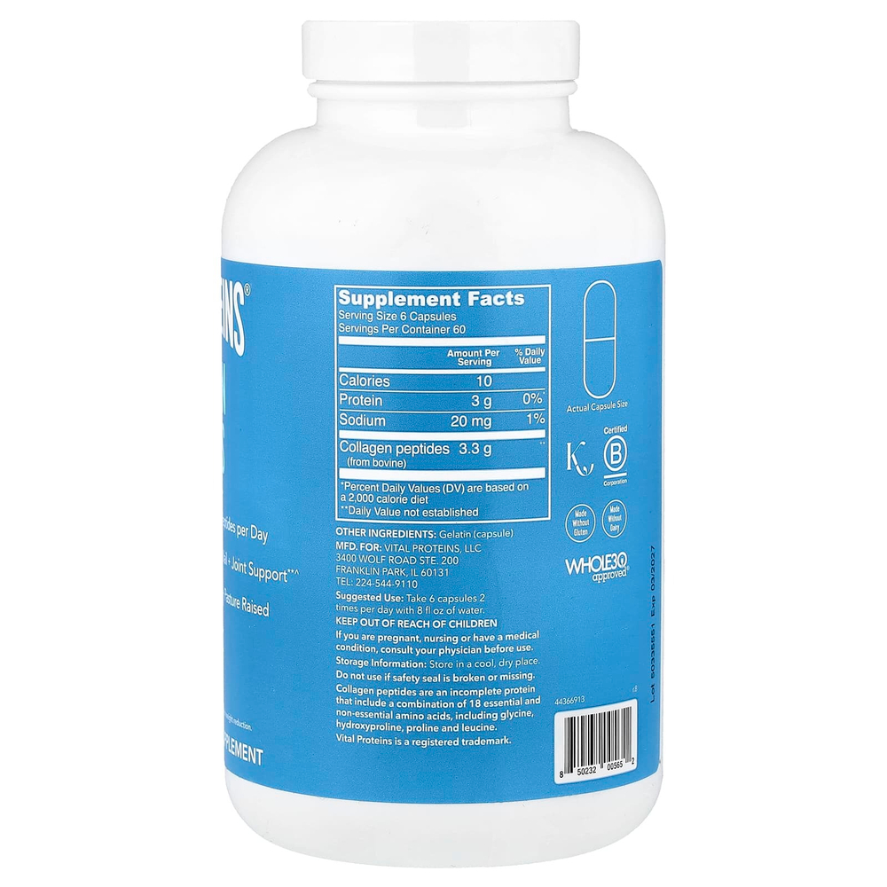 Vital Proteins, пептиды коллагена, 360 капсул (550 мг в капсуле)
