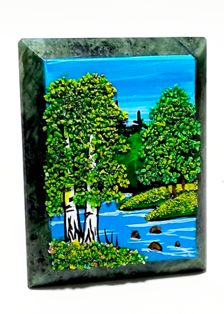 Настольное каменное панно" Времена года" 9-7-3.5см вес 160гр.