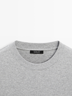 Massimo Dutti Футболка из хлопка с длинными рукавами, серый меланж